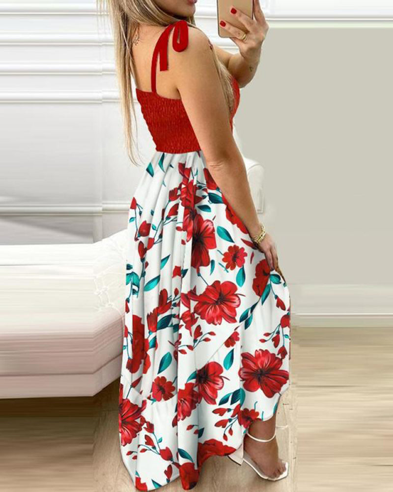 Summer Sexy Spaghetti Strap Floral Print Maxi Dress