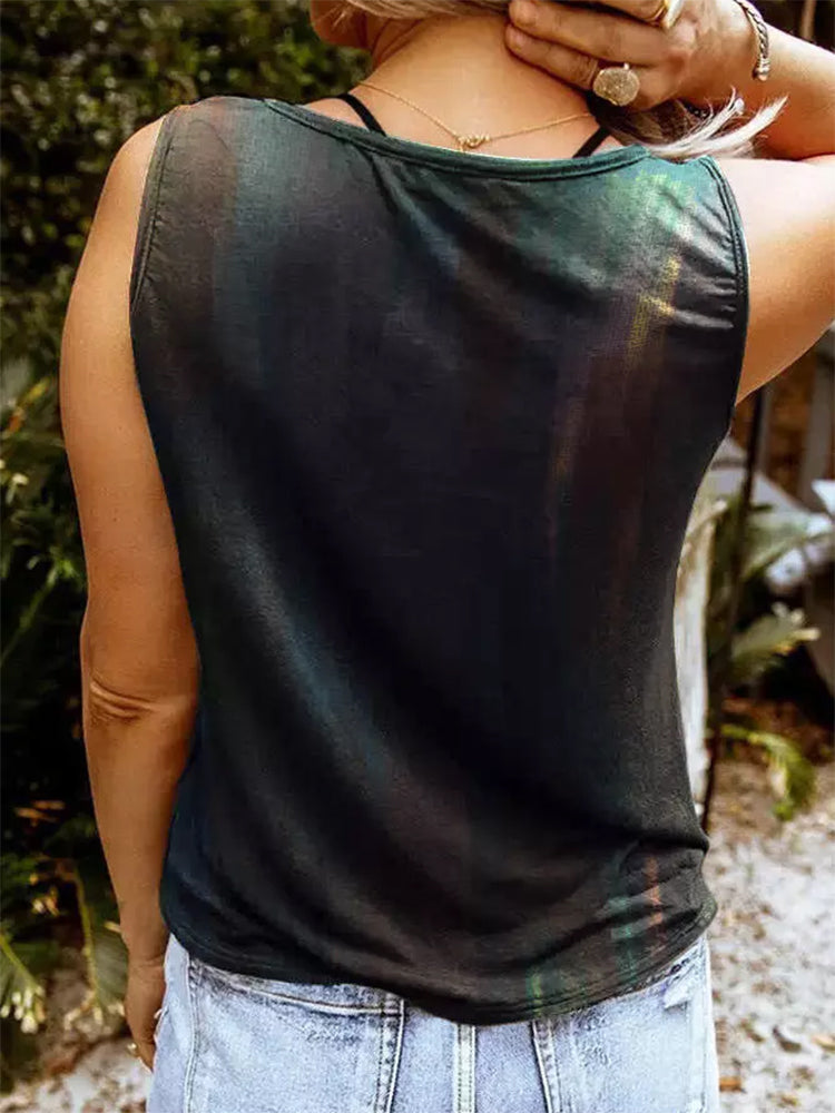 Summer Sleeveless T shirt Butterfly Oil Painting Tank Camisole Tank