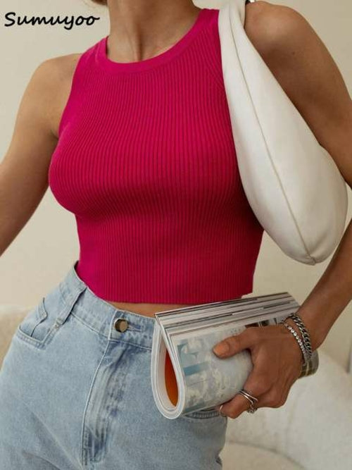 Sumuyoo 2022 Summer Knitted Tank Top
