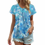The New Women Abstract Triangle Blue Border Thermal Transfer T shirt
