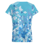 The New Women Abstract Triangle Blue Border Thermal Transfer T shirt