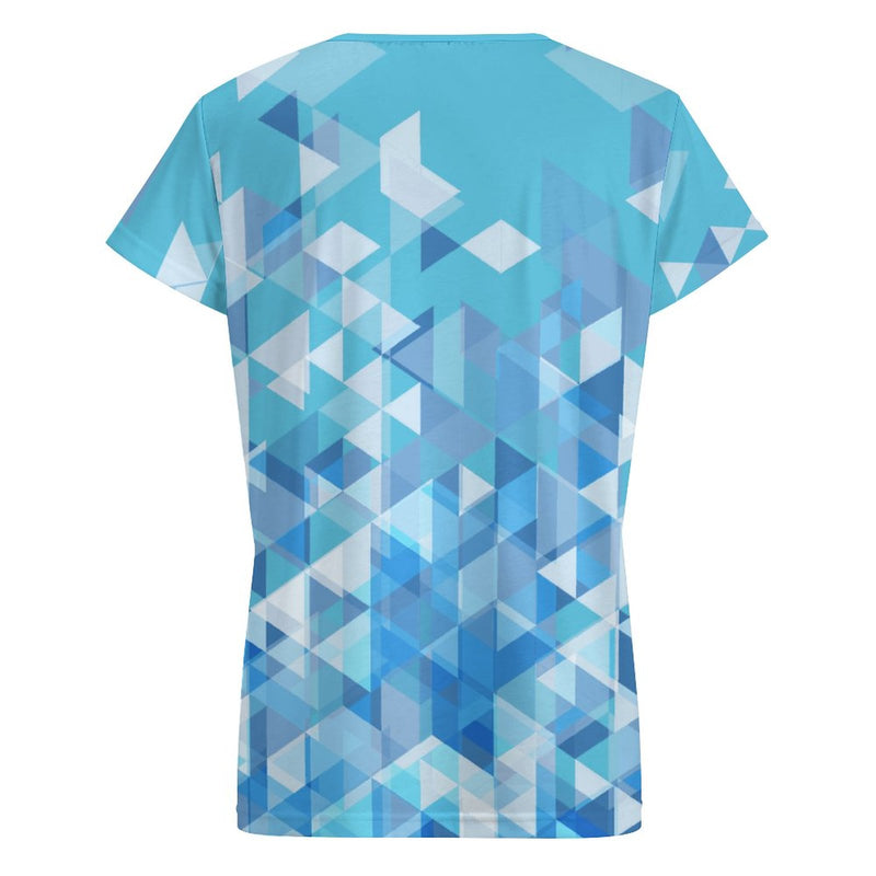 The New Women Abstract Triangle Blue Border Thermal Transfer T shirt