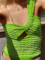 Tossy Summer One Shoulder Boho Crop Top Backless spaghetti strap