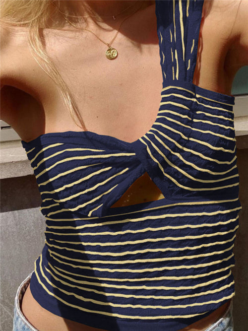 Tossy Summer One Shoulder Boho Crop Top Backless spaghetti strap