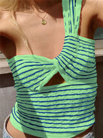 Tossy Summer One Shoulder Boho Crop Top Backless spaghetti strap