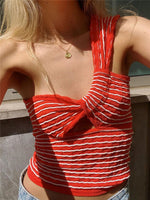 Tossy Summer One Shoulder Boho Crop Top Backless spaghetti strap