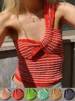 Tossy Summer One Shoulder Boho Crop Top Backless spaghetti strap