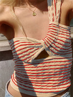 Tossy Summer One Shoulder Boho Crop Top Backless spaghetti strap