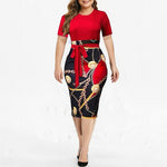 Vintage Print Plus Siz Dress
