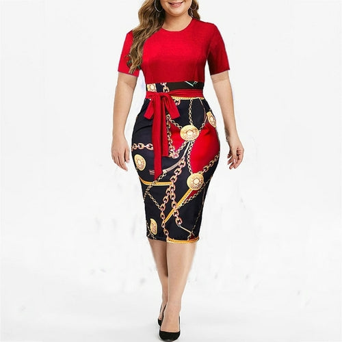 Vintage Print Plus Siz Dress