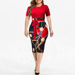 Vintage Print Plus Siz Dress
