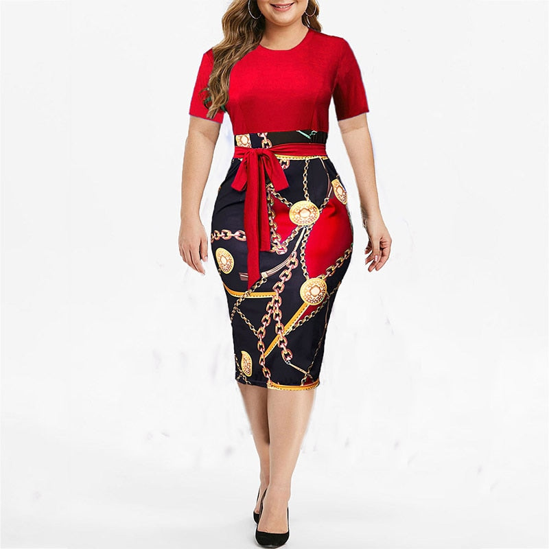 Vintage Print Plus Siz Dress