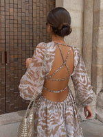 Elegant Print Backless Dress