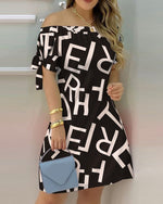 Women Off Shoulder Mini Dress Summer Sexy Short Sleeve Bow Tie Striped