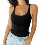 Women Sleeveless Spaghetti Vest High Quality Knitted Camis U Neck Tank