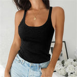 Women Sleeveless Spaghetti Vest High Quality Knitted Camis U Neck Tank