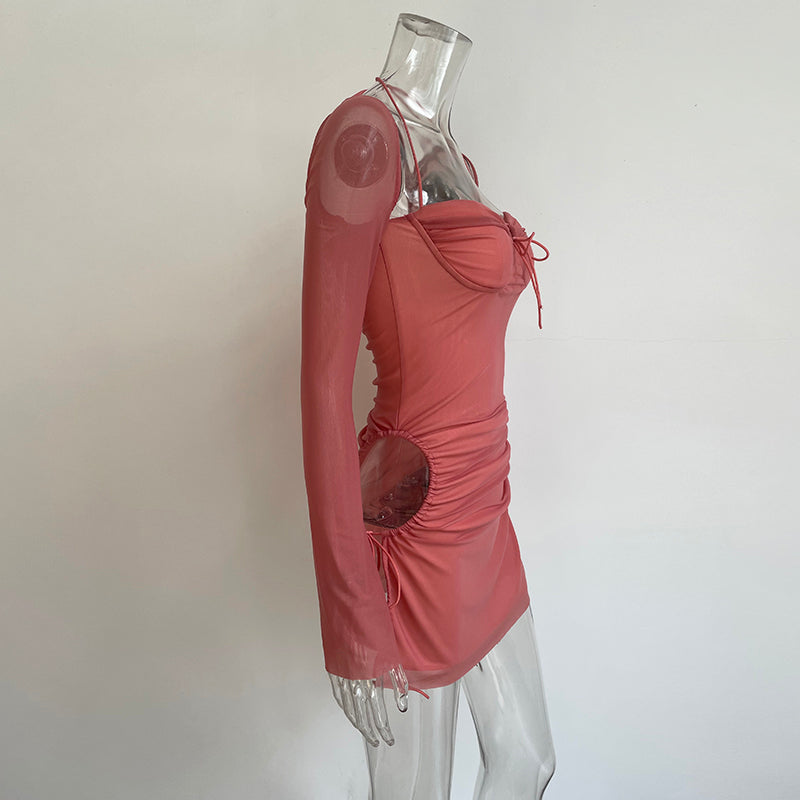 Long Sleeve Pink Dress