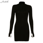 macheda autumn winter stretch Slim Soft Ribbed Knitted turtleneck
