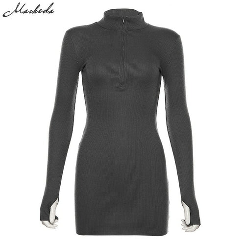macheda autumn winter stretch Slim Soft Ribbed Knitted turtleneck