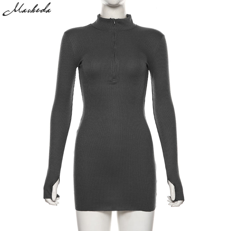 macheda autumn winter stretch Slim Soft Ribbed Knitted turtleneck